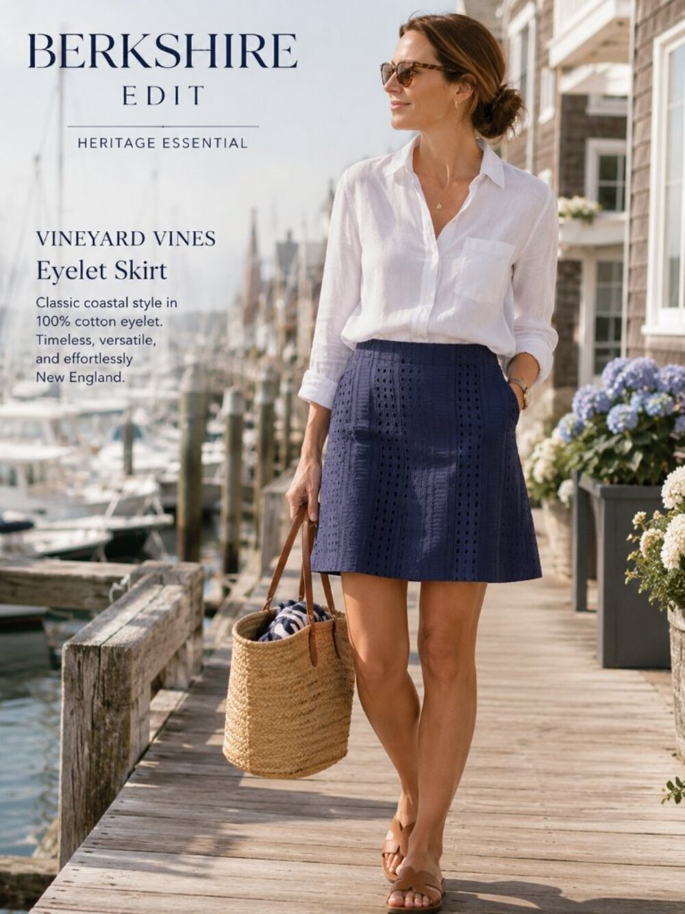 NWT Vineyard Vines Eyelet Skirt Deep Bay Blue Cotton Size 2 Preppy